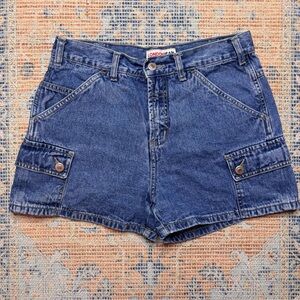 Vintage Mid Rise London Blues Cotton Cargo Shorts Size 6 28x3 Denim Pockets